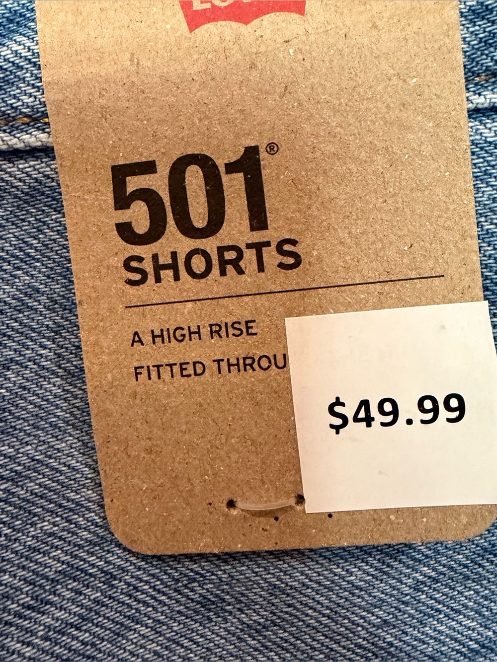Levi's Women's 501 High Rise Fitted Through Blue Denim Cutoff Shorts - Picture 5 of 7